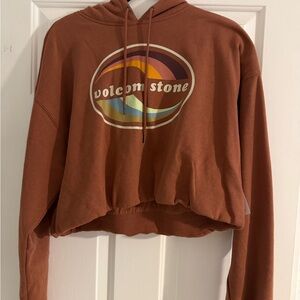 Volcom Brown Cropped Hoodie
